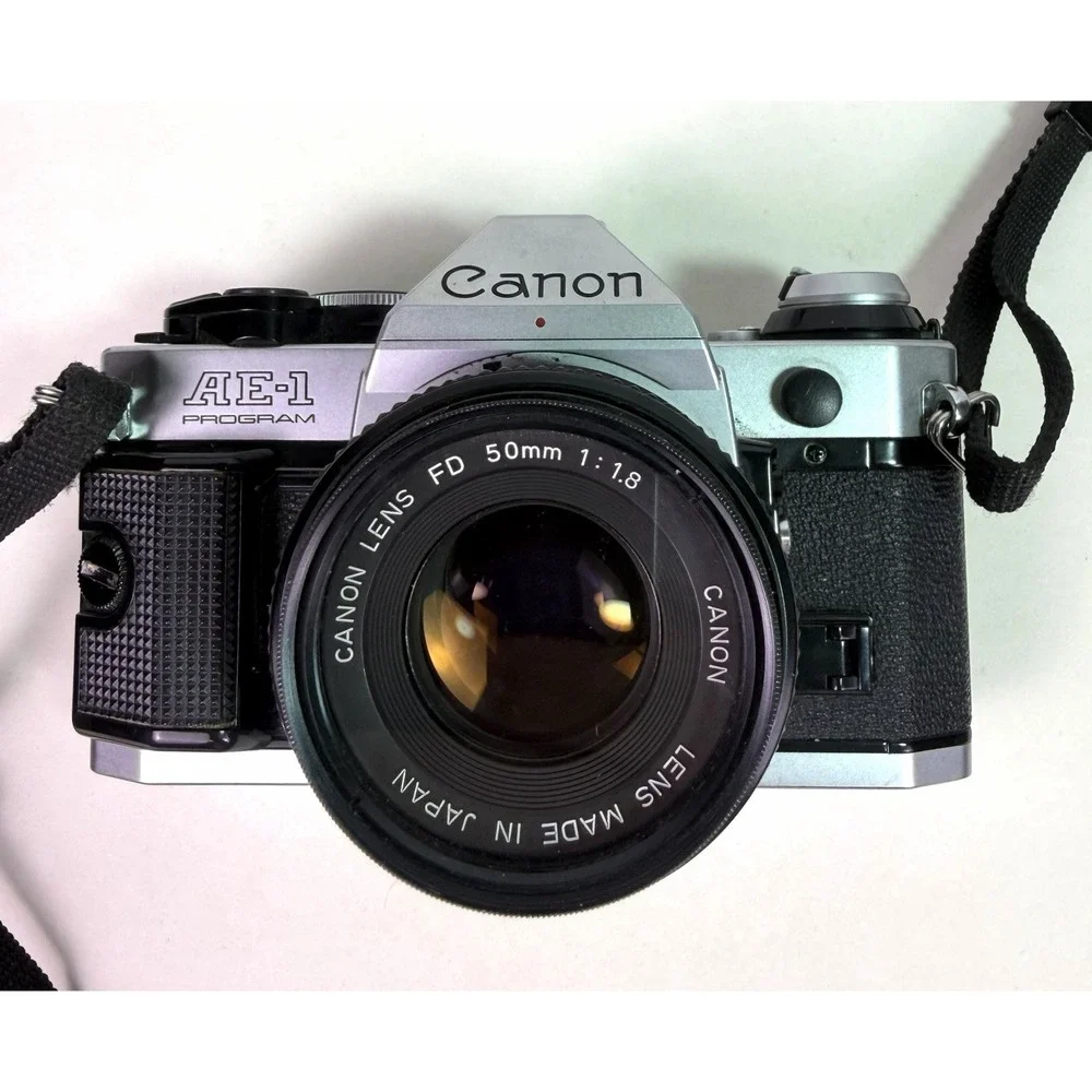 Canon AE-1 Program 35mm SLR Camera FD 50mm Lens 80-200mm Flash Kit Extras READ v